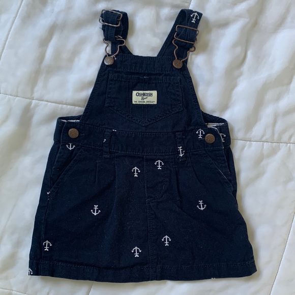 🌻 Anchor OshKosh Bigosh Navy Overall Dress 18M EUC - Picture 1 of 2